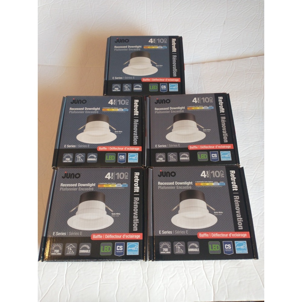 5 Juno 4-Inch E Series LED Recessed Downlight Matte White‎ 700 Lumens Dimmable